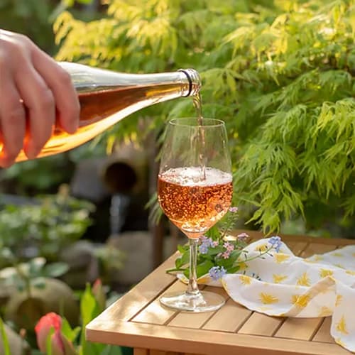 Rose wine in summer